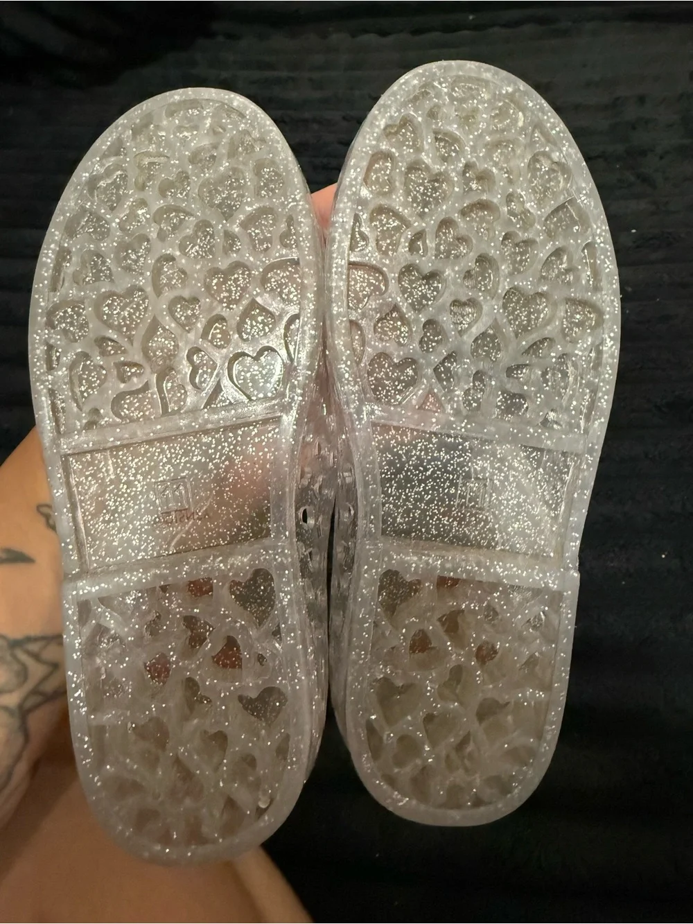 Old Navy Minnie Mouse- Clear Glitter Mary Jane Sandals with Red Bow Accent